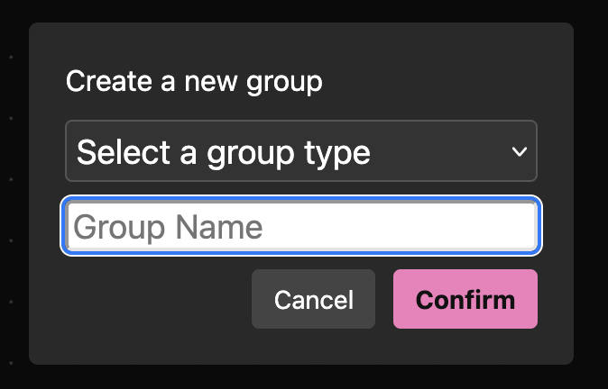 Create new group UI