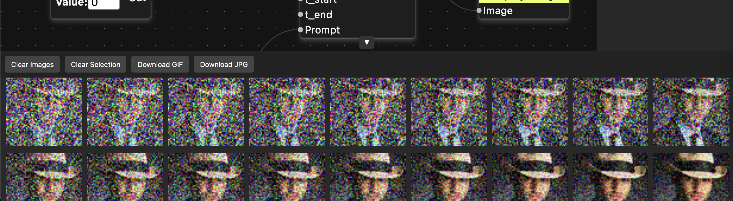 Screenshot of of the gallery view after diffusing an image