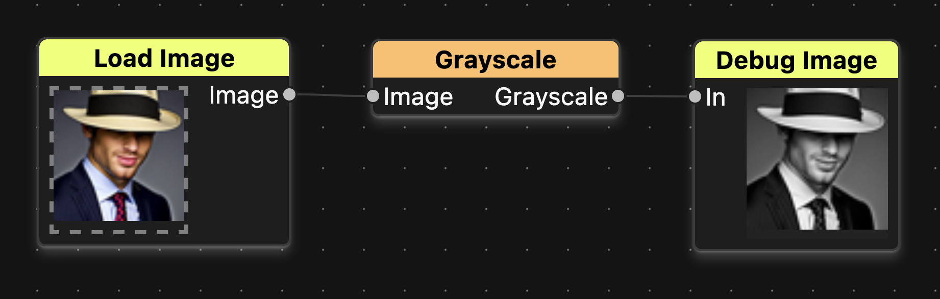 Example of the grayscale node in use
