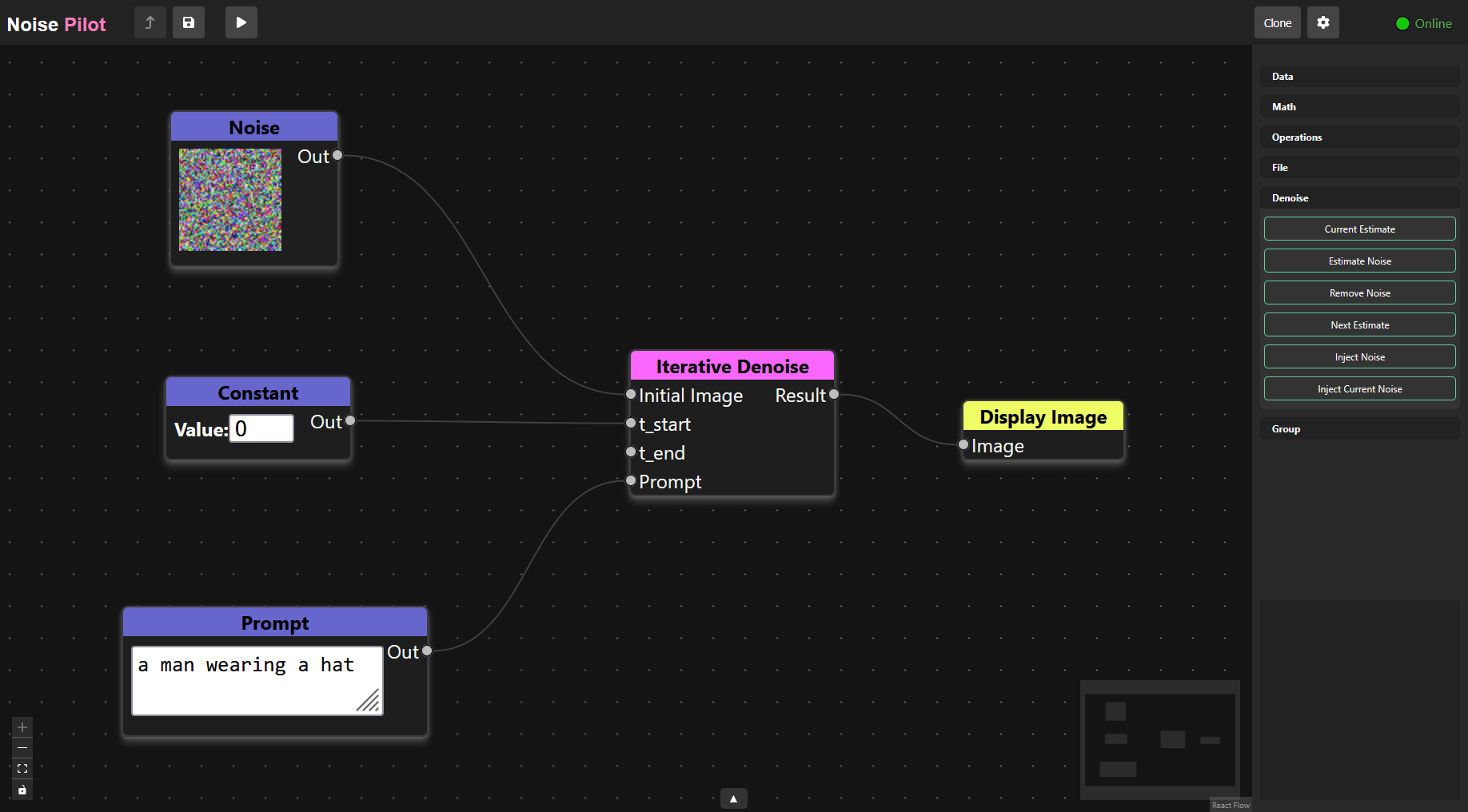 Demonstration of adding nodes from the sidebar